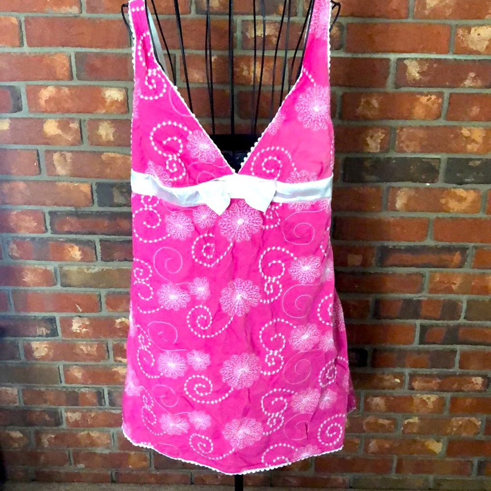 Pink /White Embroidery Dress with Bow